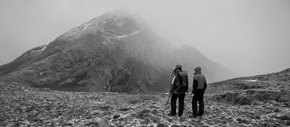 Garth and Stut in front of An Ruadh Stac (892m).