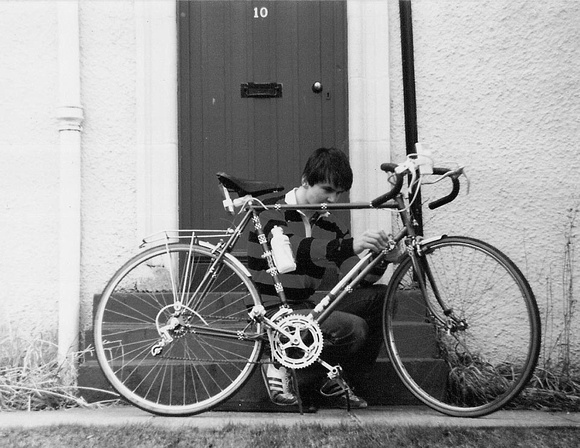 Ian fixing his bike
