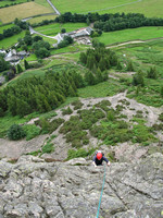 Malcolm on the second pitch of Middlefell Buttress, Langdale