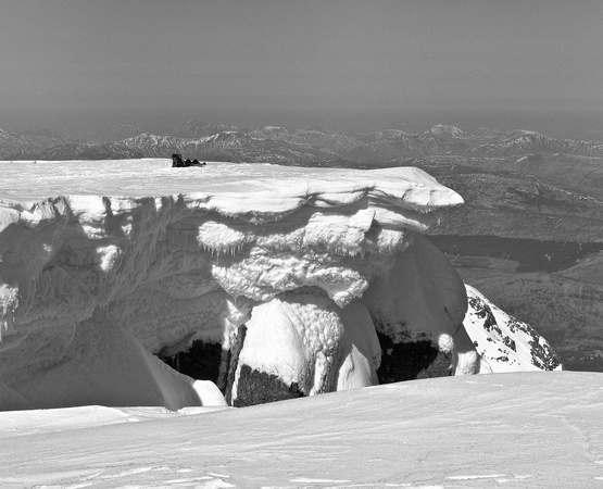 Climber and cornice, near Gardyloo Gully