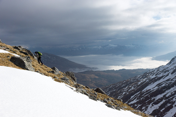 Malcy ascending to Stob Coire nan Cearc