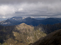 Ben Nevis hidden by cloud, Aonach Eagach in the foreground