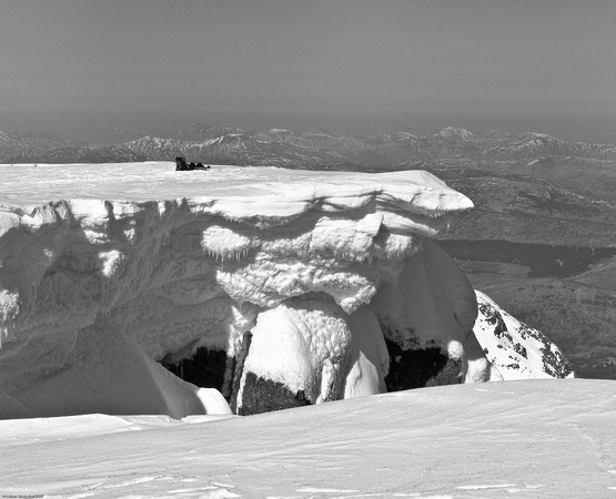 Climber and cornice, near Gardyloo Gully